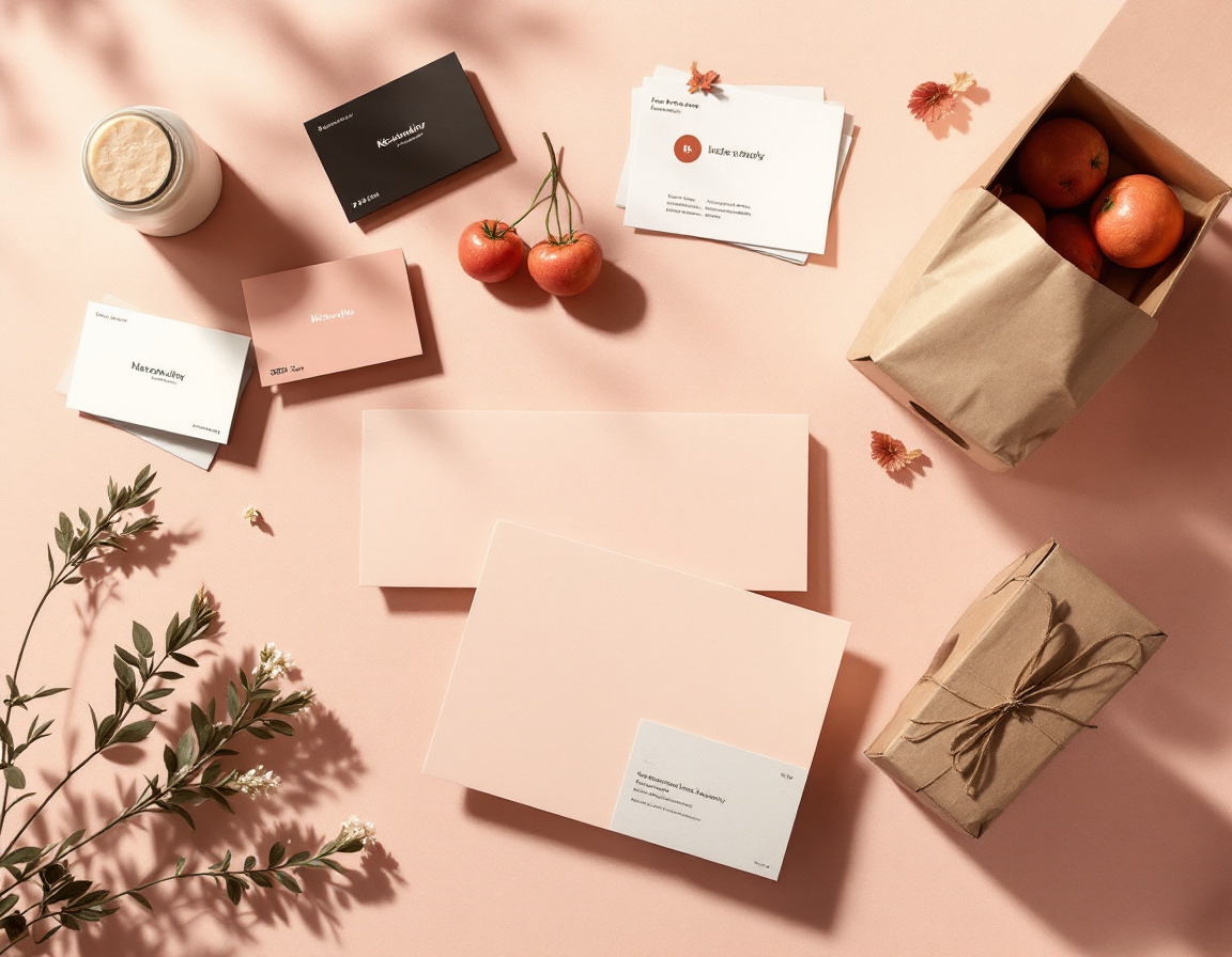 Brand identity kit laid out with logo cards, swatches and type specimens
